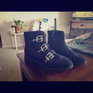 Torrid Black Three Buckle Stud Booties